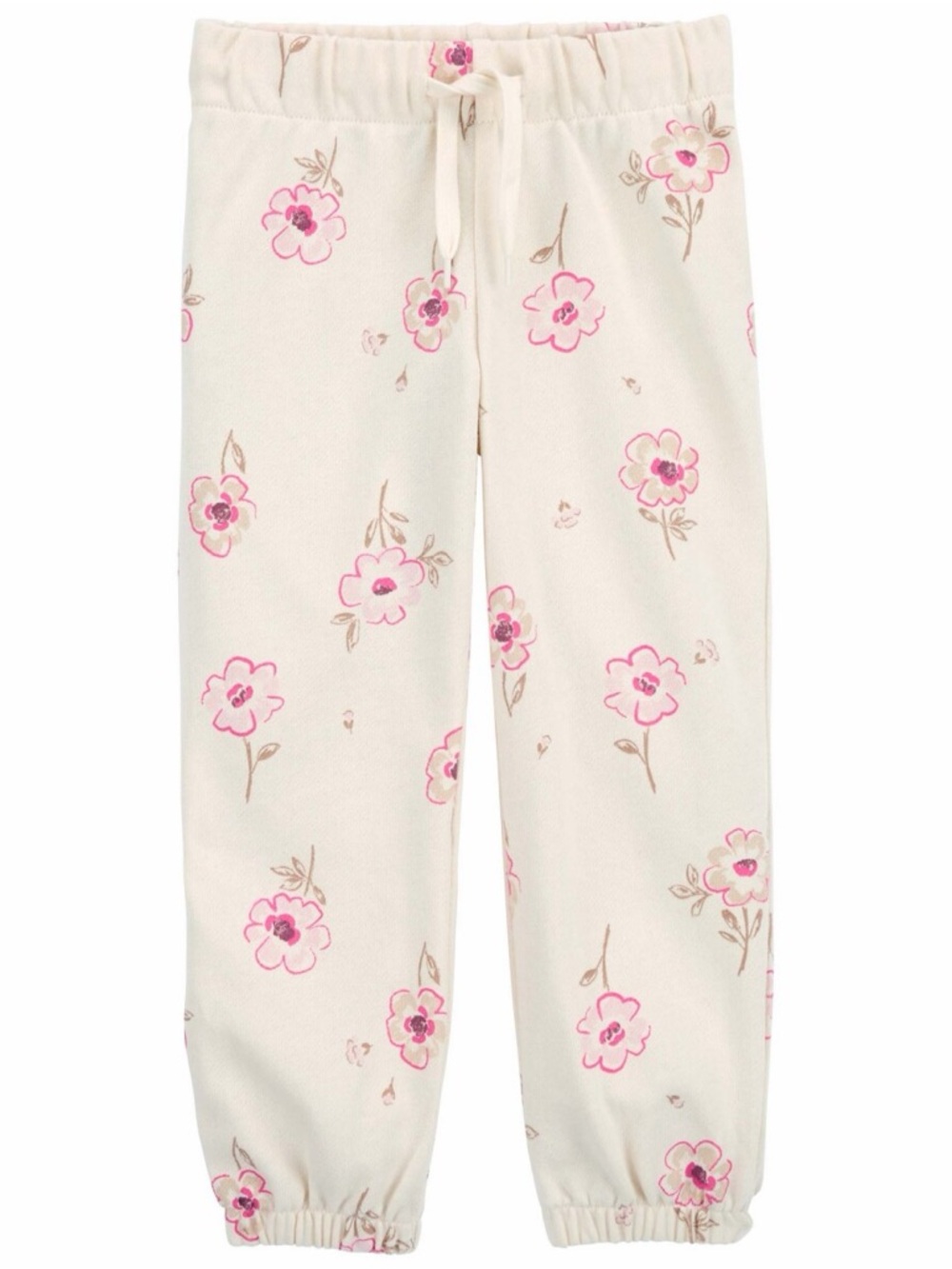 OshKosh B'gosh Cream Sweatpants with Pink Floral Print